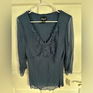 BIYAYCDA Women’s Blouse Navy NWT size L